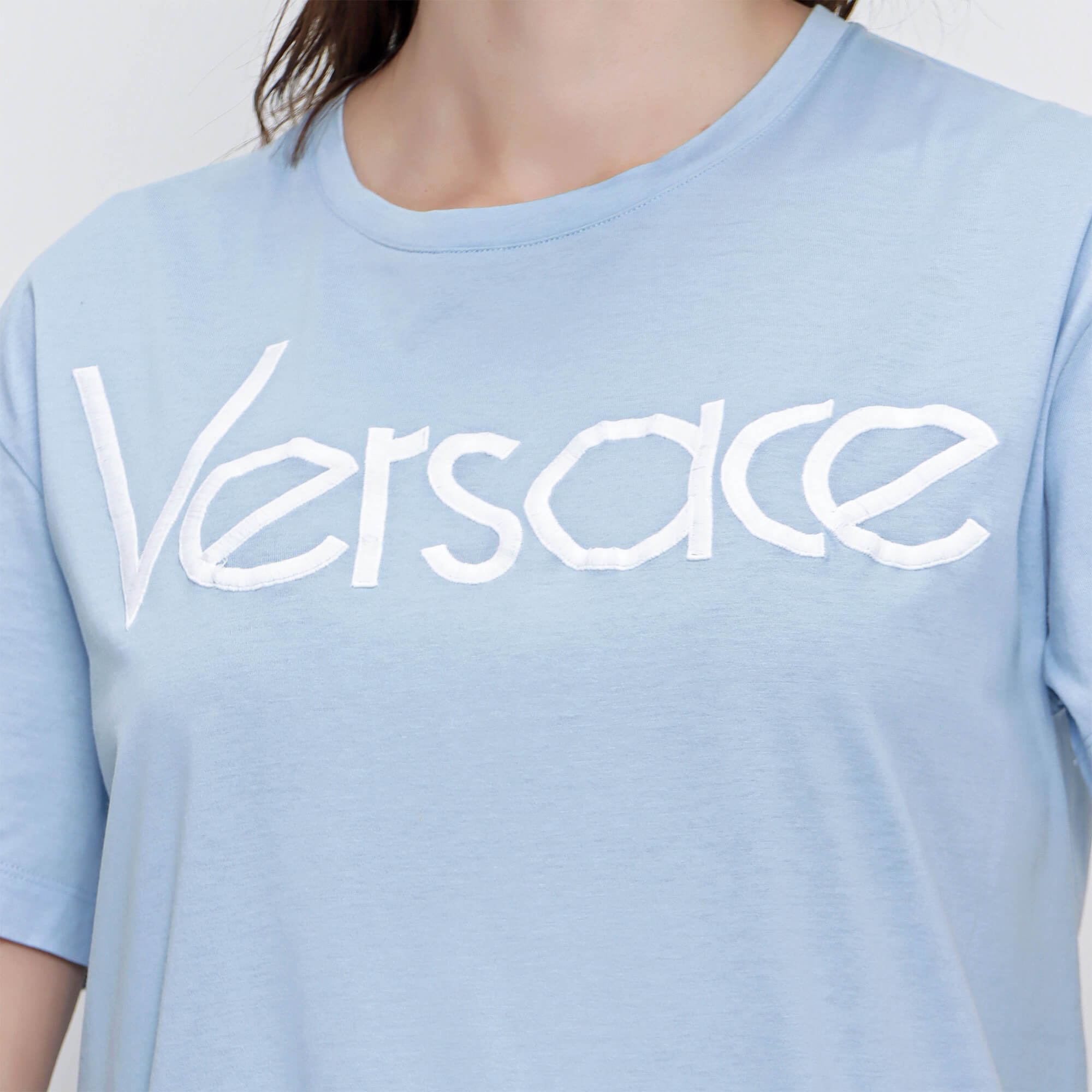 Versace - Blue Cotton Logo T shirt 